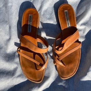 Brown slip on sandals